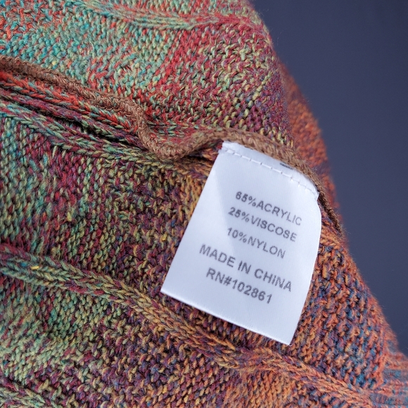 The Pyramid Collection Cardigan Sweater 2X 3X Cableknit Multicolor Elbow Puff Sl - Picture 8 of 9